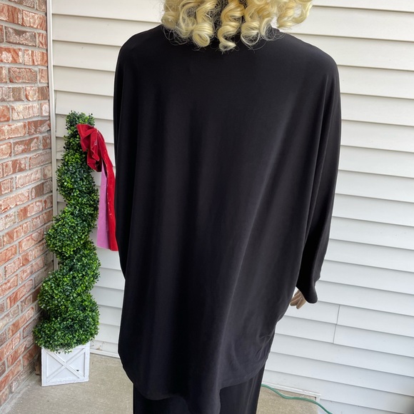 ANNE KLEIN WOMAN OVERSIZED LONG SLEEVE BLACK SHEER LINED BLOUSE 2XL NWT - Picture 8 of 15